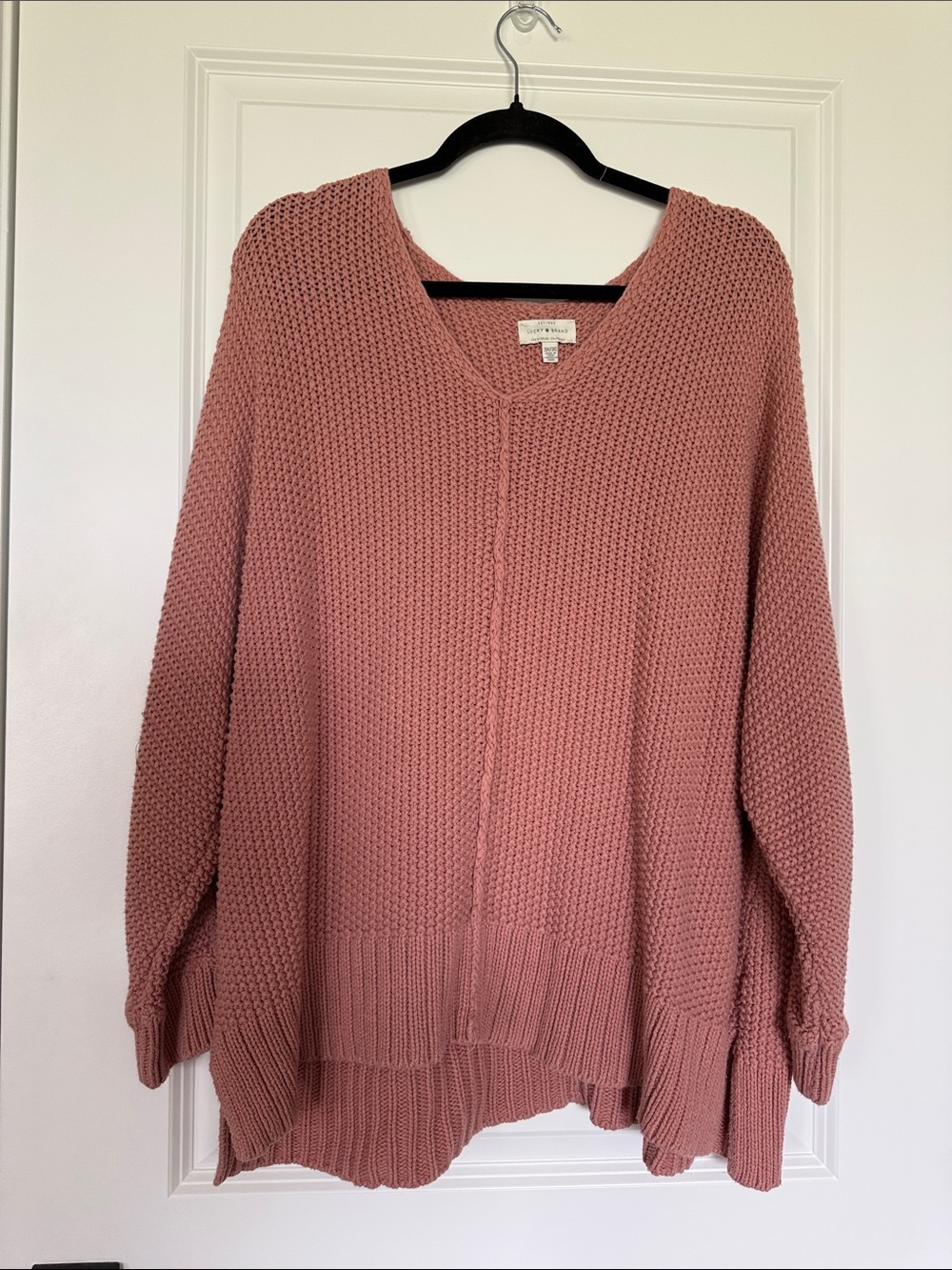 Lucky Brand Dusty Rose V-Neck Chunky Knit Sweater